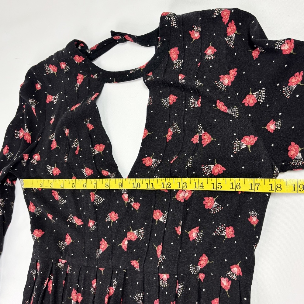 Free People Black Red Floral Mini Dress – Size 8 - Picture 12 of 16